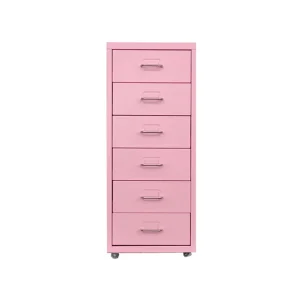 Colorful Home Vertical Metal Mobile Drawers Movable Storage Cabinet With Steel 6 Drawers Under Desk Modern Small Filing Cabinet