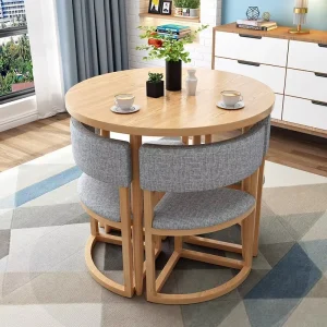 Colorful Modern Minimalist Marble Solid Wood and Metal Stackable Round Table and Chair Set for Cafes and Restaurants
