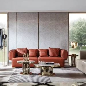 Comfort First Modern Light Luxury Full Leather Straight Sofa Soft Cushion Design Large Living Room Source Factory Direct