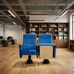 Comfort Hall Modern Style Electric Adjustable Height Foldable Aluminum Frame VIP Auditorium Chairs Armrests Theater Furniture