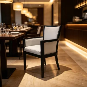 Comfort High End Apartment Interior Project Cafe Villa Seating Chair Hotel Restaurant Wood Frame Upholstered Dining Armchair