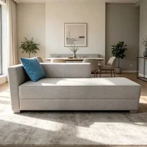 Comfort Modern Villa Guest Chaise Daybed Office Lobby Furniture Hotel Upholstered Wood Frame Lounge Sofa for Small Apartment
