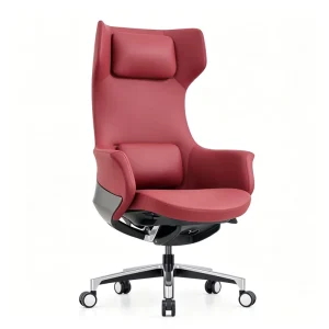 Comfort Reclining Leather Office Chair Aluminum Base Silent Wheels Executive Chair