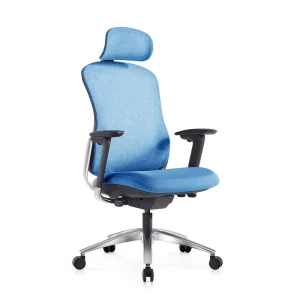 Comfortable Blue Fabric Height Adjustable Ergonomic Office Chair Aluminium Lumbar Support Executive Chair for Office Desk