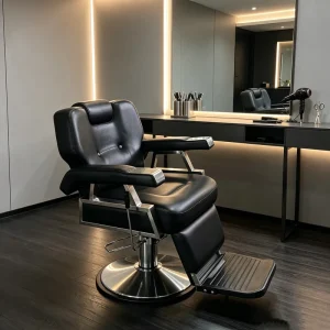 Comfortable Durable Salon Furniture Leather Barber Chair 360 Degree Rotation Hydraulic Pump Metal Frame for Gym Hotel