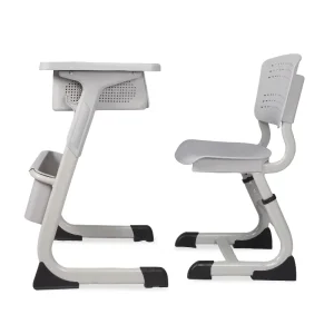 Comfortable Eco Friendly Durable Height Adjustable Modern Design Steel 2 Drawers School Classroom Desk Chair Set High School