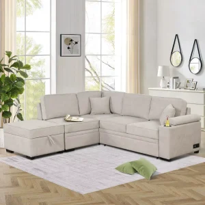 Comfortable Fabric Corner Sofa Modern Simple Sofa Bed Design Luxury Modern Furniture Sofa Set with Storage Ottoman and USB