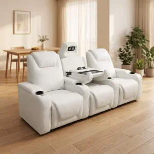 Comfortable Living Room Arm Genuine Real Leather Sofa Set with Electric Recliner Functions