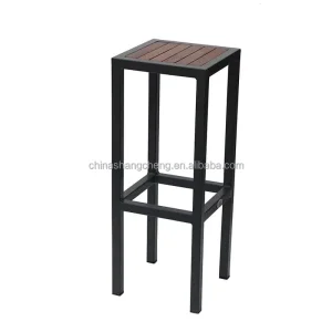 Comfortable Lounge Cafe Restaurant Bistro Plastic Wood Seating Wooden High Bar Chair Aluminum Bar Stool