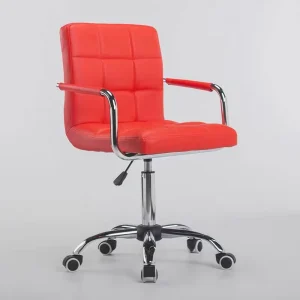 Comfortable Modern Executive Computer Swivel Office Chair with Pu Leather Mid Back Height Adjustable Fixed Armrests