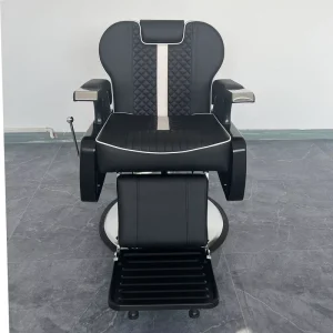 Comfortable Reclining Barber Chairs Modern Barber Shop Beauty Salon Black Hydraulic Barber Styling Chairs with Adjust Headrest