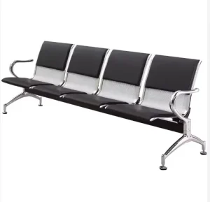 Comfortable Stainless Steel Four Seater Waiting Chair for Airport Hospital Clinic Public Places Suitable for Long Time Sitting