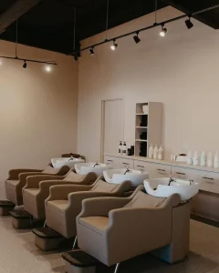Comfortable Tan Hair Washing Station Barber Salon Unit Shampoo Chair Shampoo Bed Back Wash Chairs with Footrest