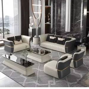 Comfortable White Modular Sofa Simple L Shaped Combination for Living Room Genuine Leather for Hotels