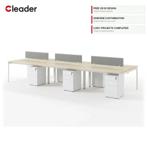 Commercial 10 Seat Linear Workstation Team Desk Metal Square Steel Frame Acoustic Partition Screen OEM Supplier