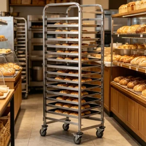 Commercial 15 GN Pans Stainless Steel Mobile Bakery Food Cart Hotel Kitchen Bakery Trolley with Trays