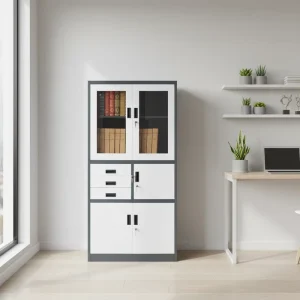Commercial 3 Drawer Iron File Filing Cabinet Glass Door Large Adjustable Steel Home Office Basement Dining Supermarket Storage