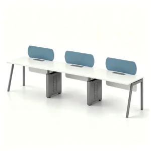 Commercial 3 Person Office Desk System with Privacy Screen E0 MFC Steel Frame Office Workstation Furniture