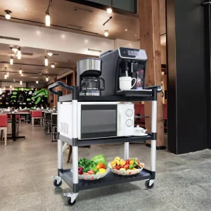 Commercial 3 Shelf Plastic Utility Service Cart Restaurant Kitchen Equipment for Catering Hotel Food Trolley Serving Cart