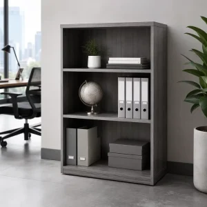 Commercial 3-Tier Wooden Bookshelf Open Shelf Vertical File Holder Space-Saving Durable for Home Office Supermarket Workshop