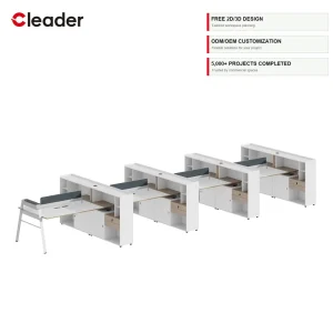 Commercial 4 Seat Co working Desk Copper Bronze A Frame Leg Back to Back Bench Workstation White Acoustic Screen