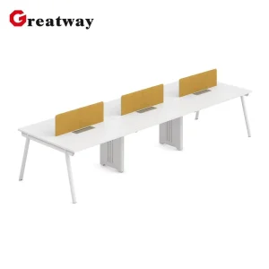 Commercial 6 Seater Office Workstation Desk Open Benching Table with Partition Steel and Wood Combination Office Furniture