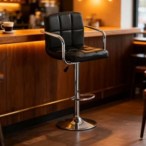 Commercial Adjustable Bar Stool PU Leather Counter Chair with Metal Base for Restaurant Cafe Kitchen