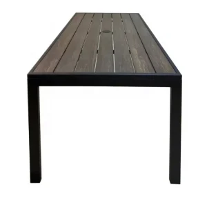 Commercial Aluminum Poly Lumber Outdoor Dining Sets Plastic Wood Tables and Chairs Walnut Teakwood Restaurant Long Table