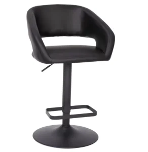 Commercial Bar Stool Adjustable Height Swivel PU Leather Upholstered with Footrest for Restaurant Bar Hotel Furniture