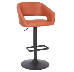 Commercial Bar Stool Adjustable Height Swivel PU Leather Upholstered with Footrest for Restaurant Bar Hotel Furniture