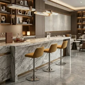 Commercial Bar Stool Supplier OEM Hotel Club Lounge Furniture Factory Luxury Upholstered Bar Chair Modern Contract Project