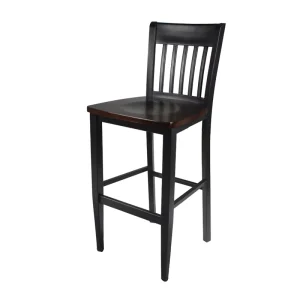 Commercial Bar Stool with Plywood Seat and Black Metal Frame High Back Chair for Restaurant Cafe Furniture