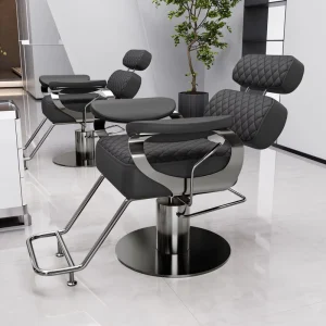 Commercial Barber Chair PU Leather Stainless Steel Reclining Rotary Lifting Modern Design for Barber Shops Salons
