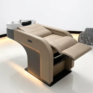 Commercial Barber Shop Hair Salon High end Simple Ceramic Shampoo Chair Half lying Design Punch Feature Adjustable