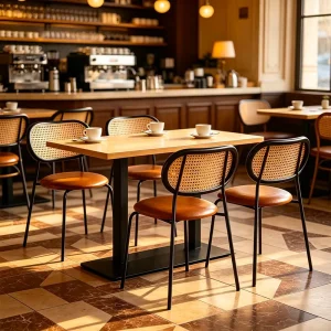 Commercial Cafe Furniture Chair Table Set Modern Restaurant Seating 3D Layout Service for Coffee Shop Project