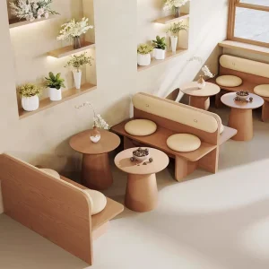 Commercial Cafe Salon Reception Table Wood Tables and Chairs Sofa Bench for Dining Hotel Bubble Tea Use Hotel Lobby Receptionist