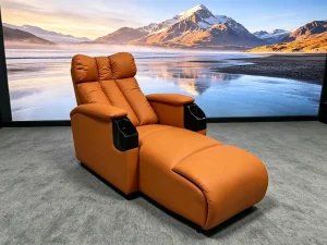 Commercial Cinema Front Row Leather Recliner Sofa Theater Chair Electric Multifunctional High Elastic Foam Modern Design Wood