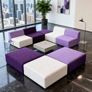Commercial Convertible Upholstered Modular Sectional Sofa Set for Mall Office Workshop High Loading Sponge Foam Vacuum