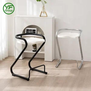 Commercial Custom Restaurant Furniture Bar Stool Stainless Steel Base Modern Bar Chair for Cafe Hotel