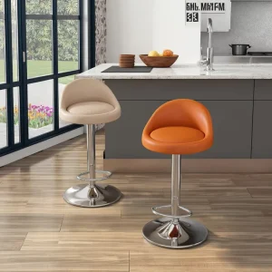 Commercial Design Leather Bar Chair Modern Nordic Kitchen Restaurant Stable Base Soft Bar Chair