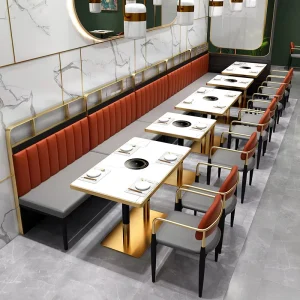 Commercial Dining Furniture Booth Seating Sofas Light luxury Metal Engineered Stone Tables Table chair Sets Milk Tea Shops