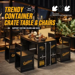 Commercial Durable Metal Compact Dining Table Set Container Design Space Saving Furniture for Hotel Cafe Restaurant Indoor Use
