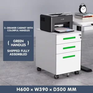 Commercial Fireproof Foldable Lockable Movable Adjustable Modern Assembled Steel 3 Drawer Filing Cabinet