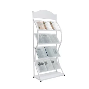 Commercial Floor Standing Magazine Rack Metal Brochure Display Stand for Showroom Hotel and Office Lobby