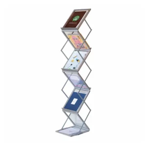 Commercial Foldable Magazine Display Stand Aluminum Literature Rack for Exhibition Booths