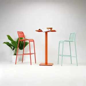 Commercial Furniture Custom Aluminum Alloy Bistros Chair High Stool bar Chairs Used for Patio Counter Cafe Outdoor Garden