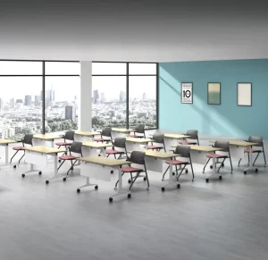 Commercial Furniture Meeting Room Wooden Folding Office Desk Library School Tables Chairs Modern Conference Desk Folding Table