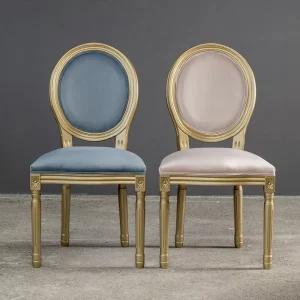 Commercial Furniture Round Back Gold Wooden Frame Hotel Restaurant Event Dining Velvet Banquet Chairs