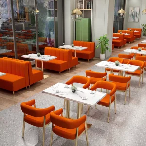 Commercial Furniture Set Restaurant Customized Leather Fabric Sofa Booth Bench Hotel Canteen Dining Table and Chairs