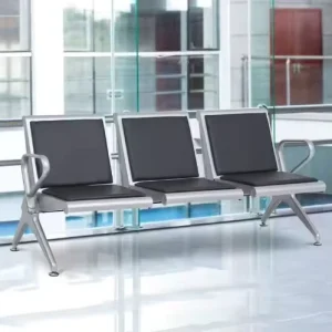Commercial Furniture Waiting Area Gold Wood Frame Leather Double Seats Hospital Public Waiting Room Airport Chair